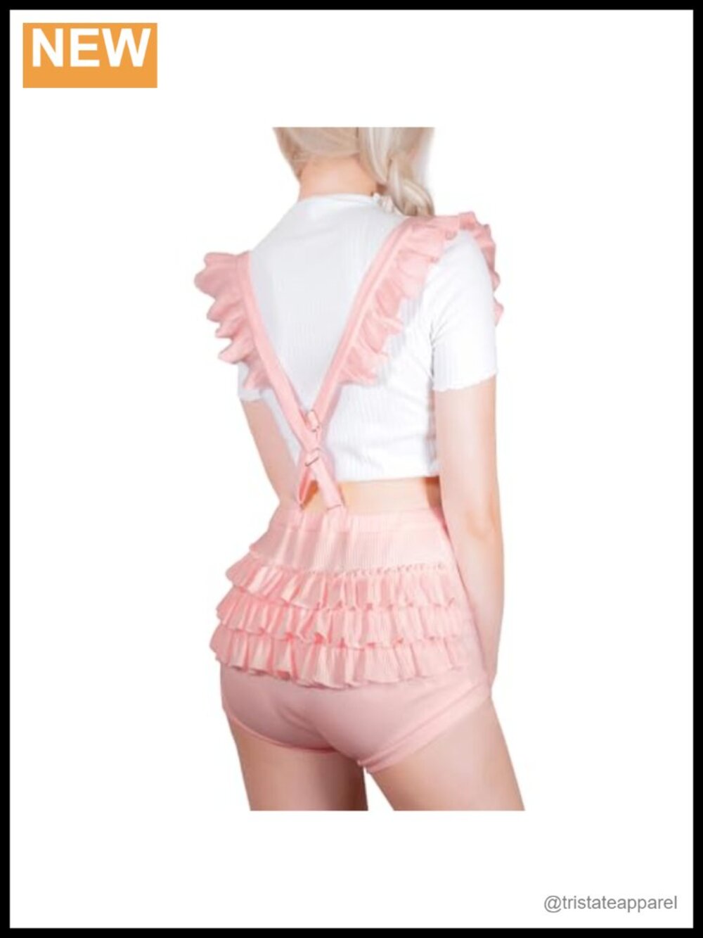 Ruffle Butt Short Overalls Ribbed Adjustable Straps